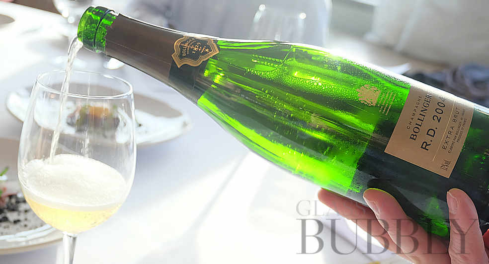 Bollinger RD 2004 pouring champagne