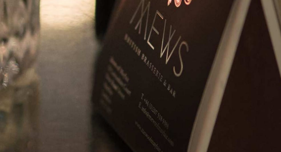 £18 for 2 courses and a glass of Champagne at Mews of Mayfair