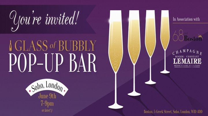 Glass of Bubbly Pop-Up Bar Launches in London - 9th June 2016