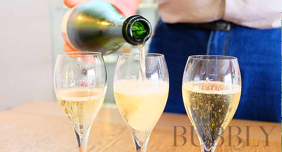 Pouring champagne glass bubbly pierre trichet
