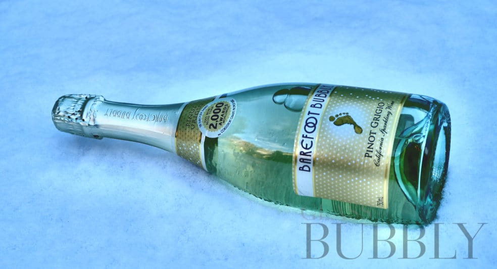 barefoot bubbly in the snow