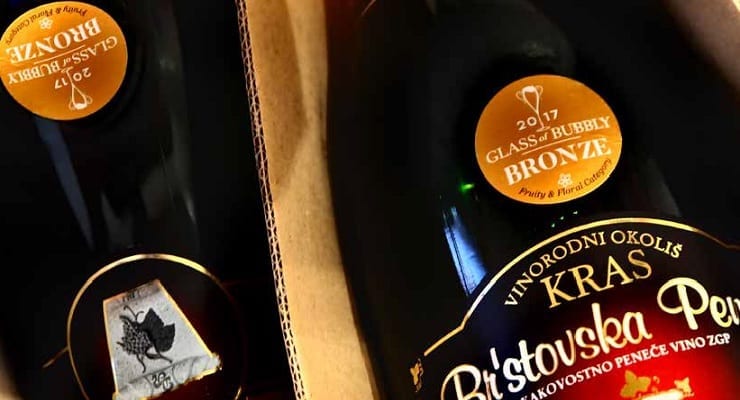 Glass of Bubbly sticker on bottle