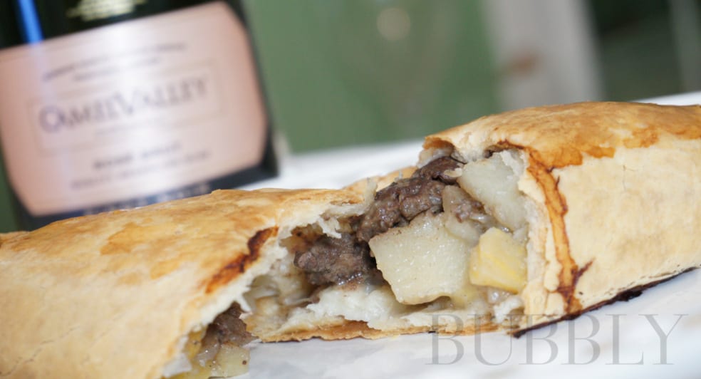 Camel Valley English rosé sparkling wine and Cornish Pasty