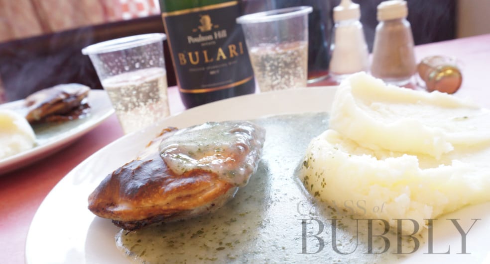 English Sparkling Wine with Pie & Mash Glass Of Bubbly