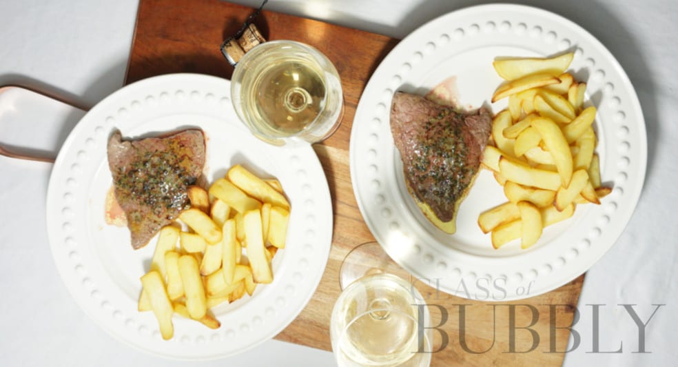 Champagne Launois Mono Chrome with Steak and Chips pairing