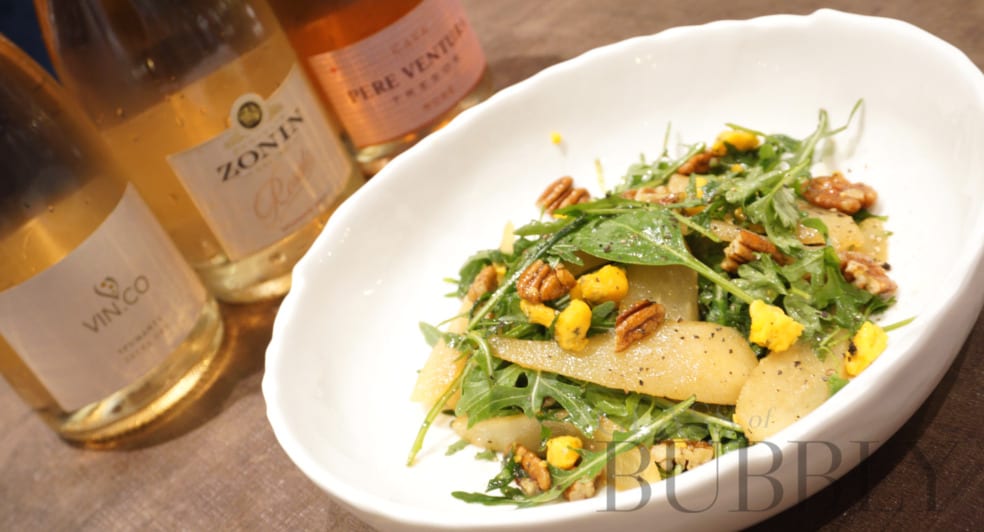 Pear Salad and Sparkling Wine