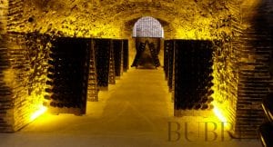 Champagne bottles stored in Epernay