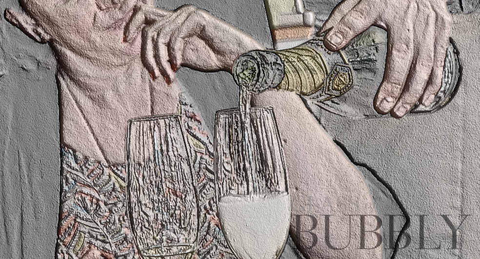 lady girl pouring glass of cava sparkling bubbly