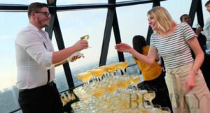 Party Celebrations at the Gherkin in London - Champagne Towers