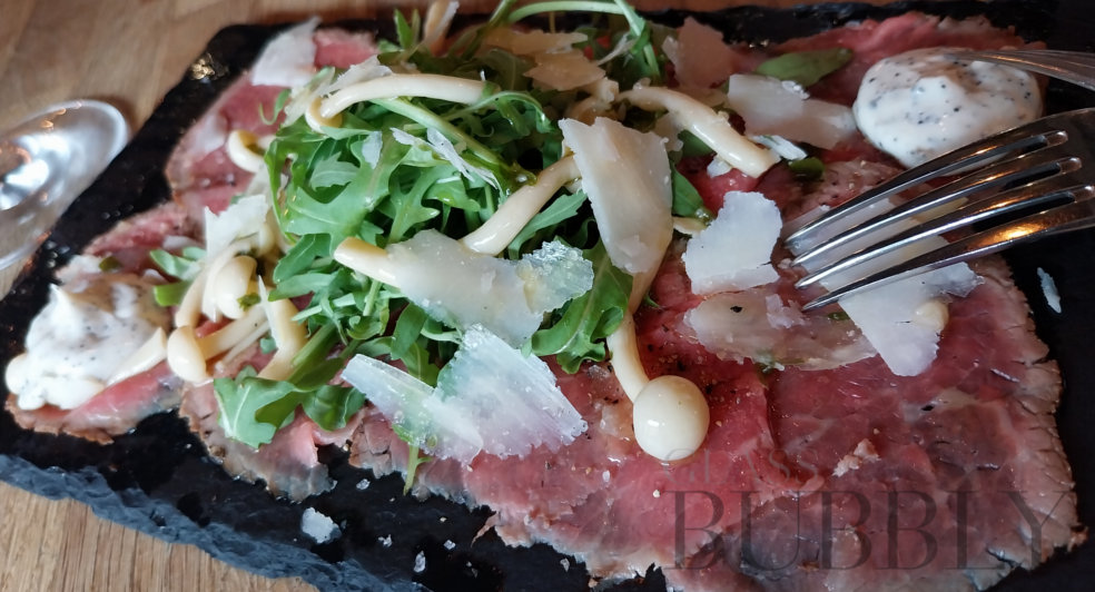 Wagyu Carpaccio with Shaved Parmesan and Truffle Aioli