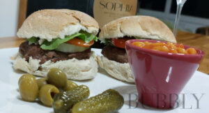 Farm Shop Beef Burgers and Sophia Spumante Sparkling Wine Tenute Venturini Foschi